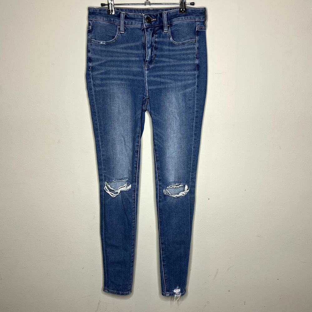 American Eagle Hi-Rise Jegging Women 4‎ Blue Distressed The Dream Jean Skinny
